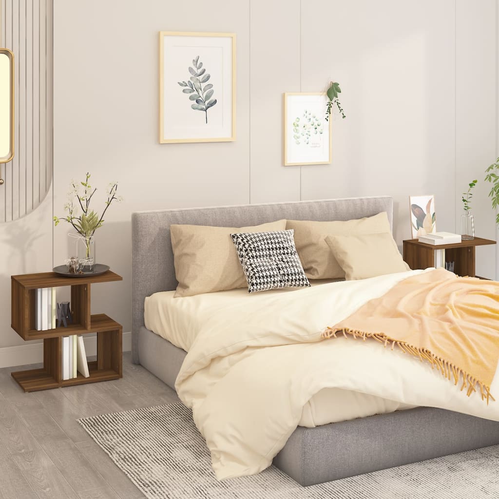 Nachtkastjes 2 St 50X30X51,5 Cm Bewerkt Hout Bruineikenkleurig