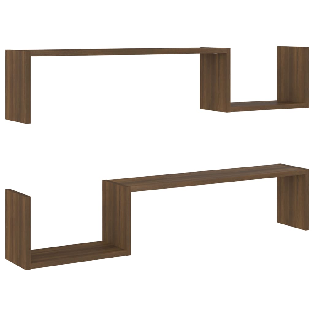 Wandschappen 2 St 100X15X20 Cm Bewerkt Hout Bruineikenkleurig