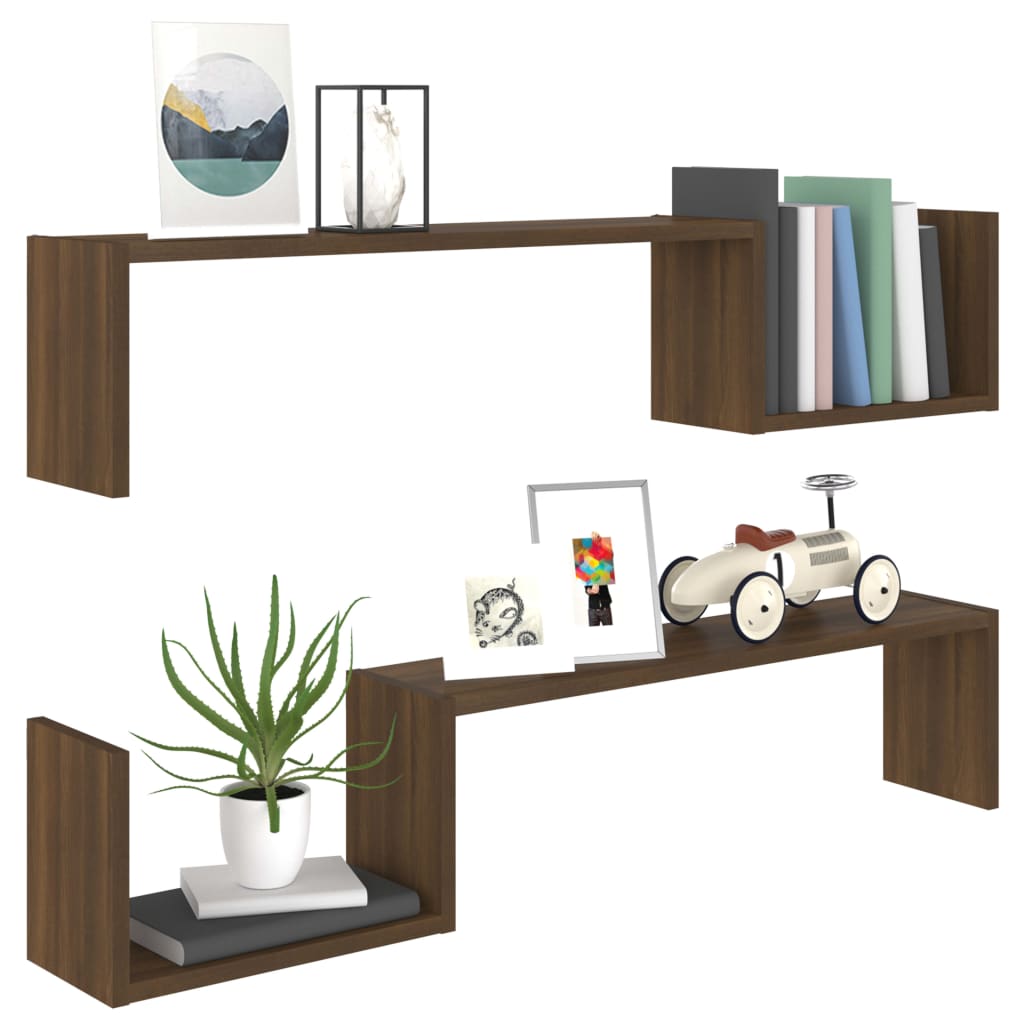 Wandschappen 2 St 100X15X20 Cm Bewerkt Hout Bruineikenkleurig
