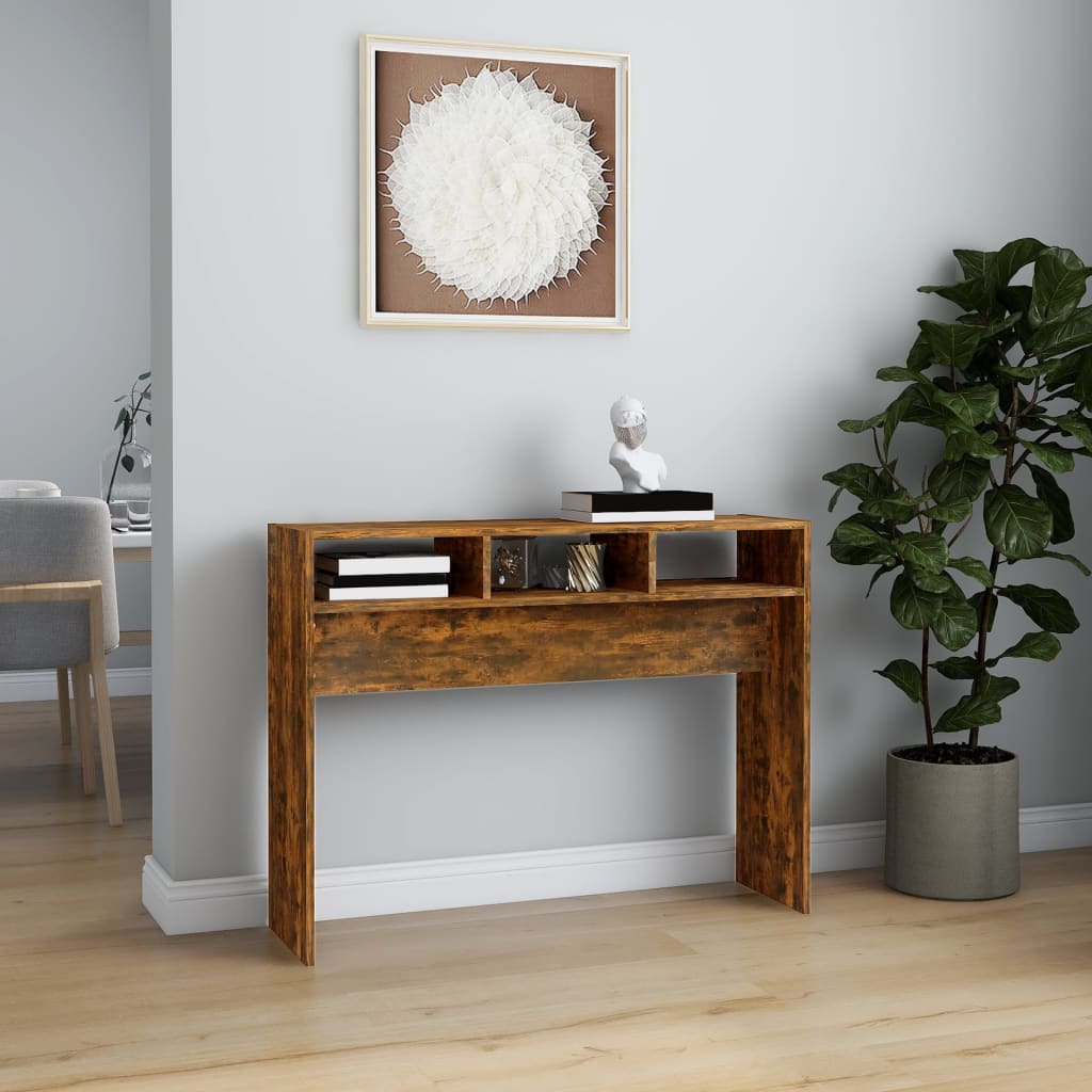 Wandtafel 105X30X80 Cm Bewerkt Hout Gerookt Eikenkleurig