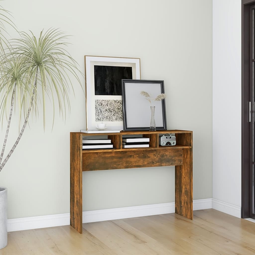 Wandtafel 105X30X80 Cm Bewerkt Hout Gerookt Eikenkleurig