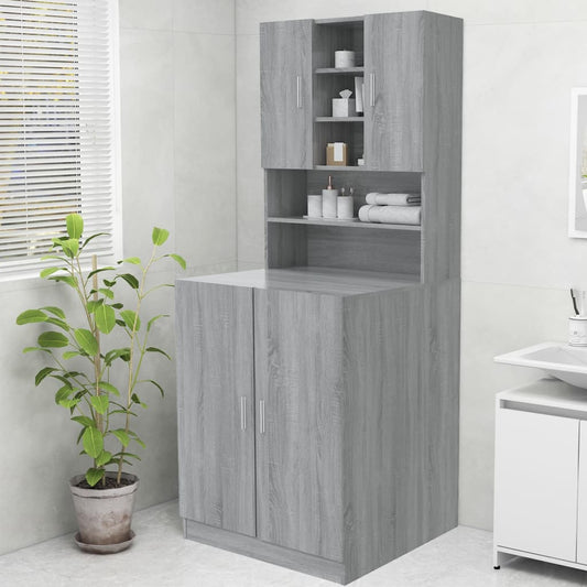 Wasmachinekast 70,5X25,5X90 Cm Grijs Sonoma Eikenkleurig