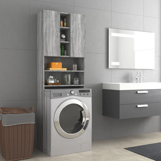 Wasmachinekast 64X25,5X190 Cm Grijs Sonoma Eikenkleurig