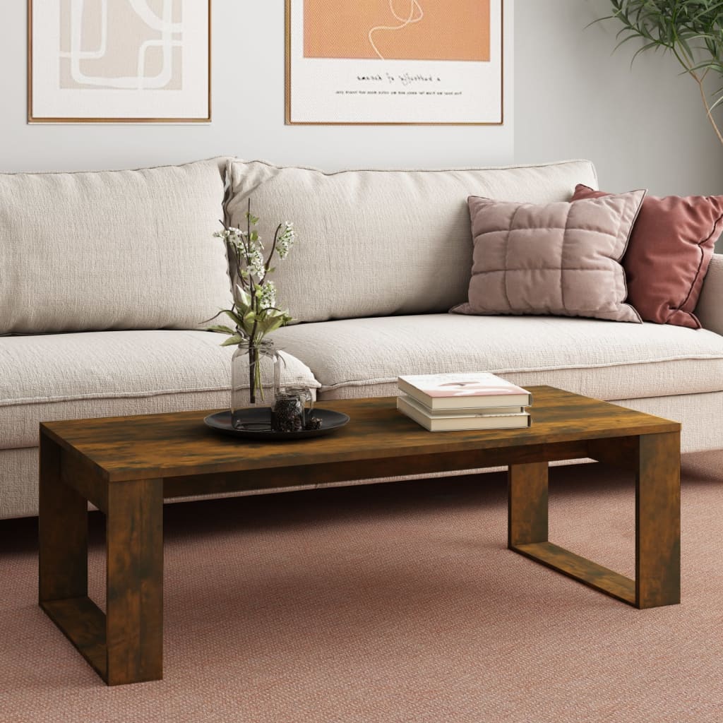Salontafel 110X50X35 Cm Bewerkt Hout Gerookt Eikenkleurig