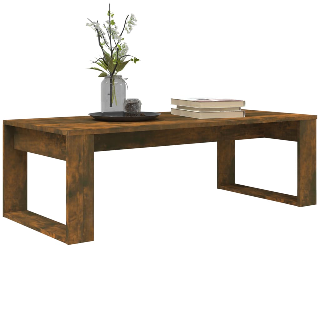 Salontafel 110X50X35 Cm Bewerkt Hout Gerookt Eikenkleurig