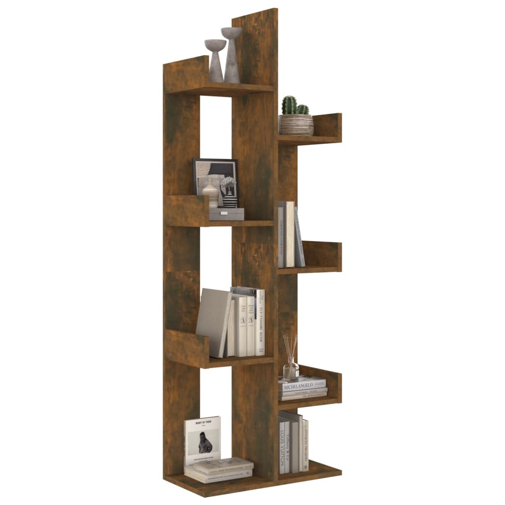 Boekenkast 48X25,5X140 Cm Bewerkt Hout Gerookt Eikenkleurig