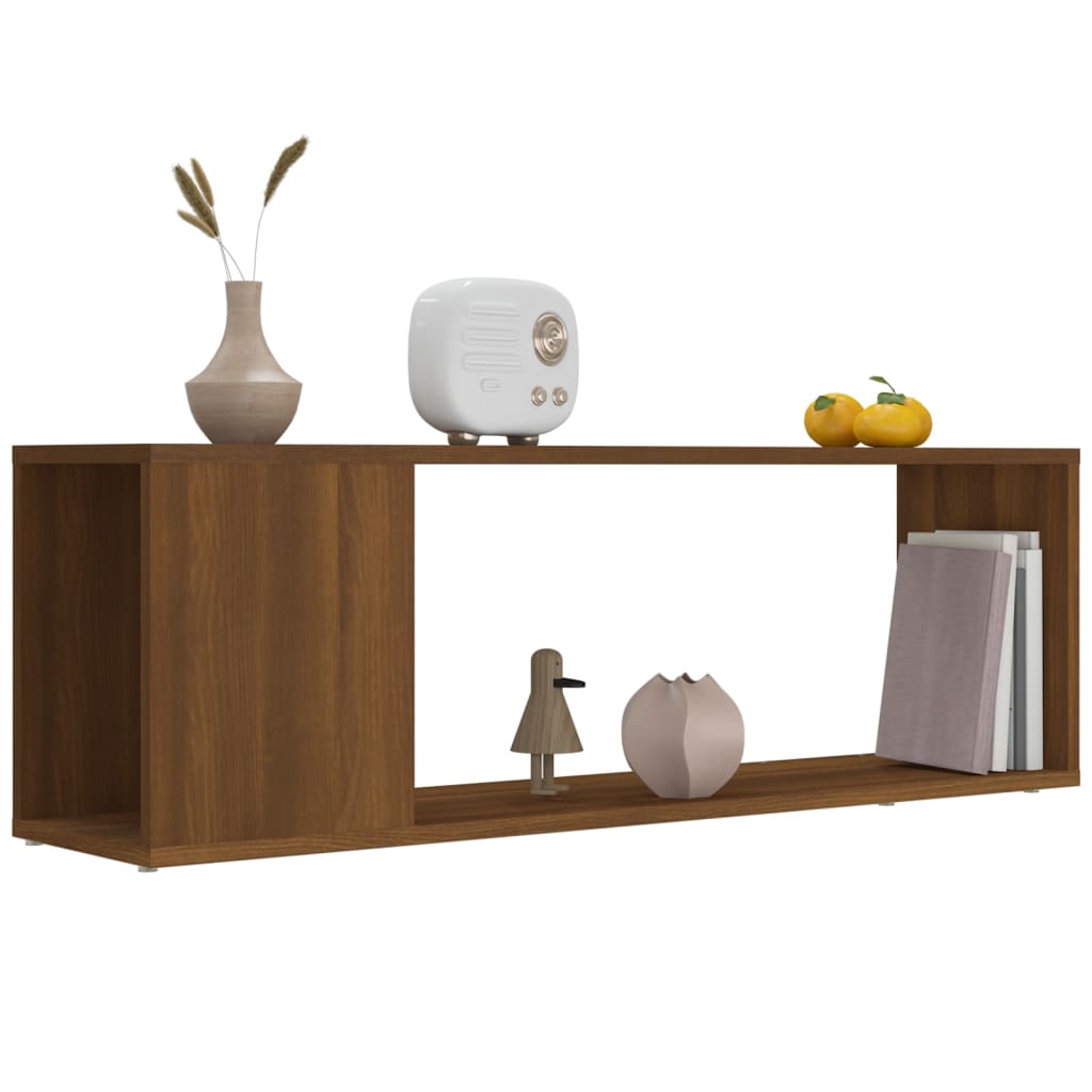 Tv-Meubel 100X24X32 Cm Bewerkt Hout Bruineikenkleurig