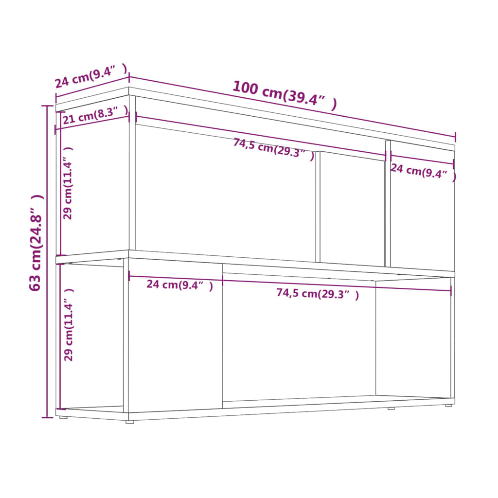 Boekenkast 100X24X63 Cm Bewerkt Hout Gerookt Eikenkleurig