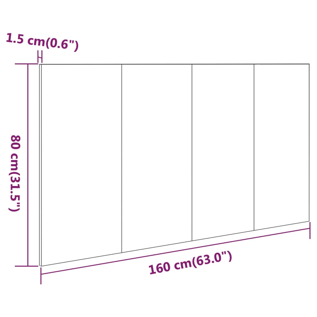 Hoofdbord 160X1,5X80 Cm Bewerkt Hout Hoogglans Wit