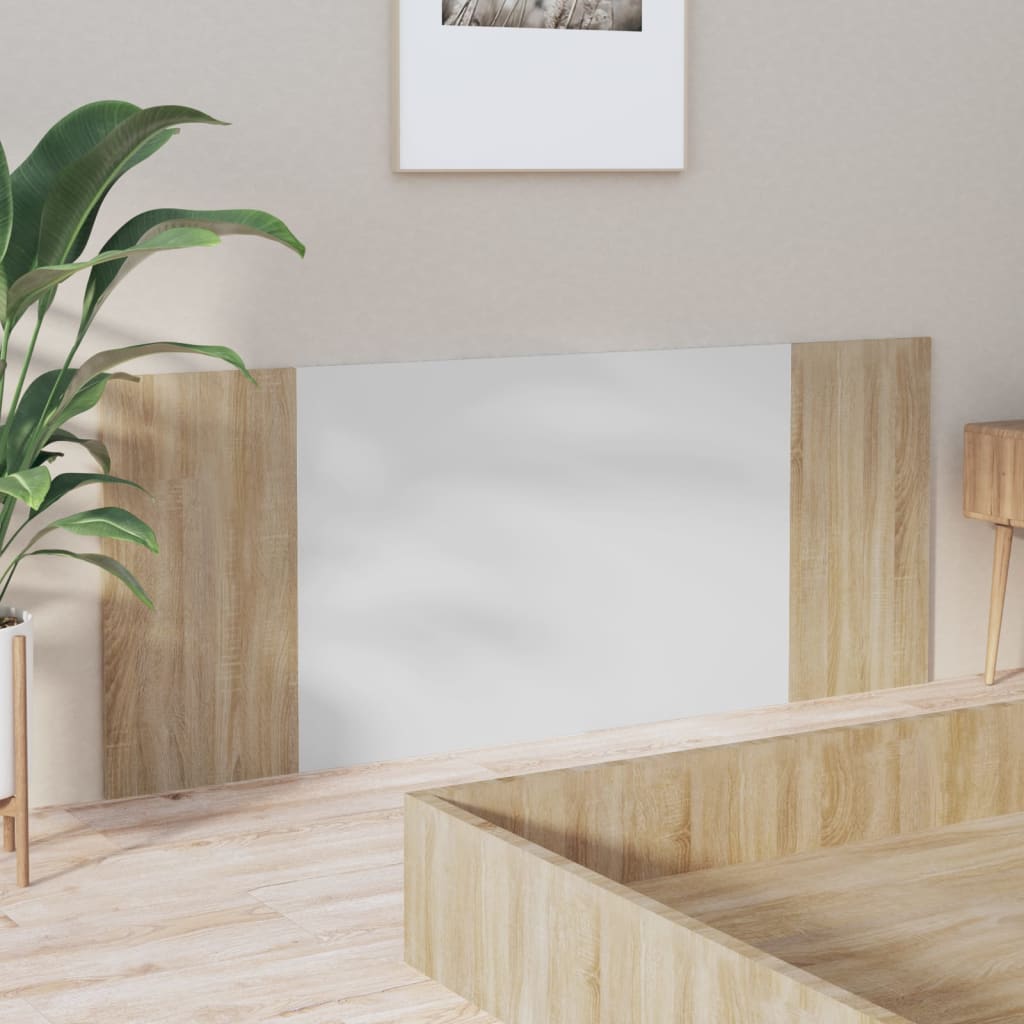 Hoofdbord 200X1,5X80 Cm Bewerkt Hout Wit En Sonoma Eikenkleurig