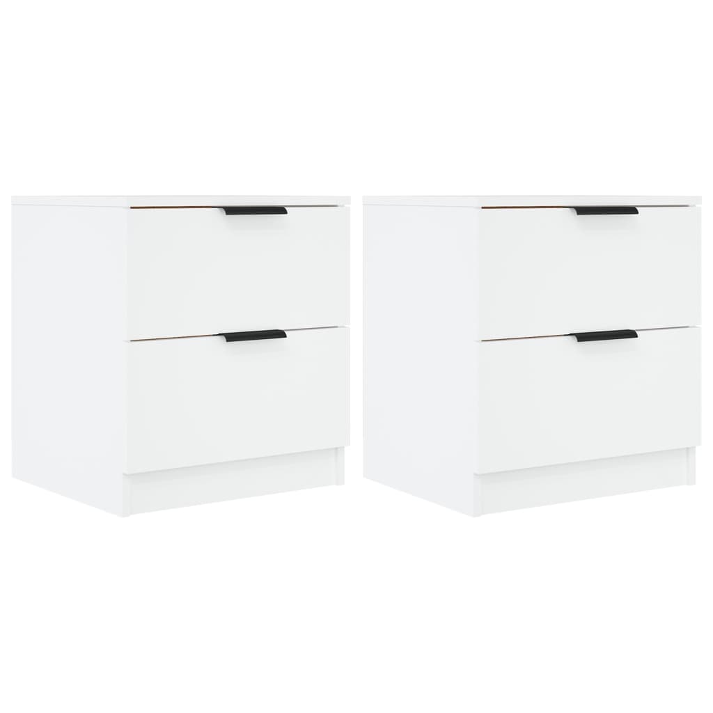 Nachtkastjes 2 St Bewerkt Hout Wit