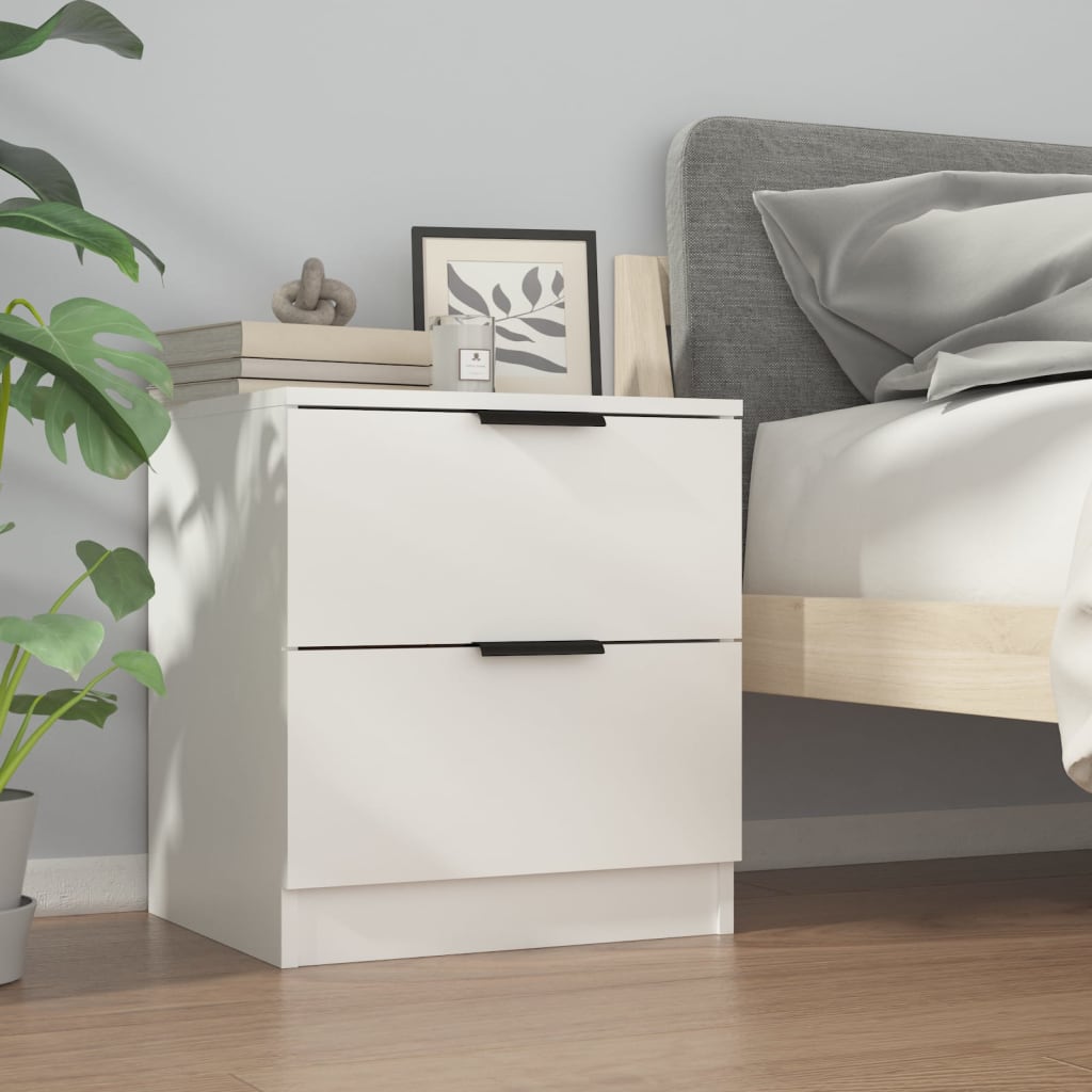 Nachtkastjes 2 St Bewerkt Hout Wit