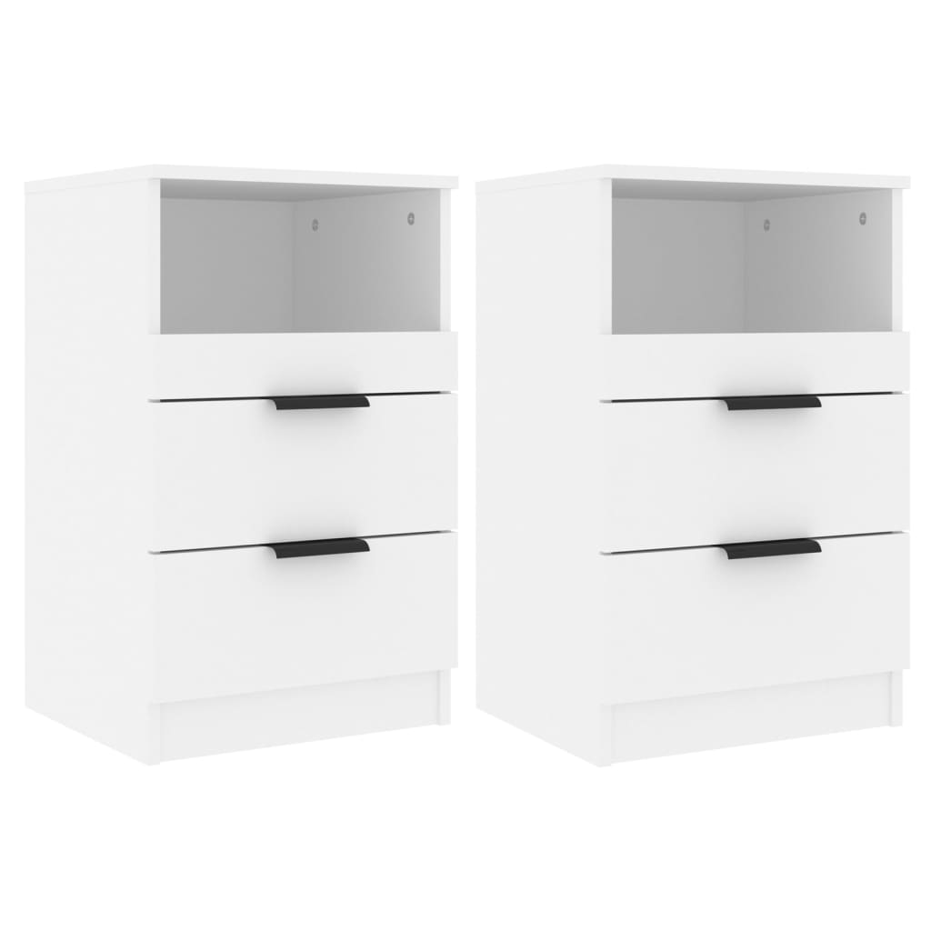 Nachtkastjes 2 St Bewerkt Hout Wit