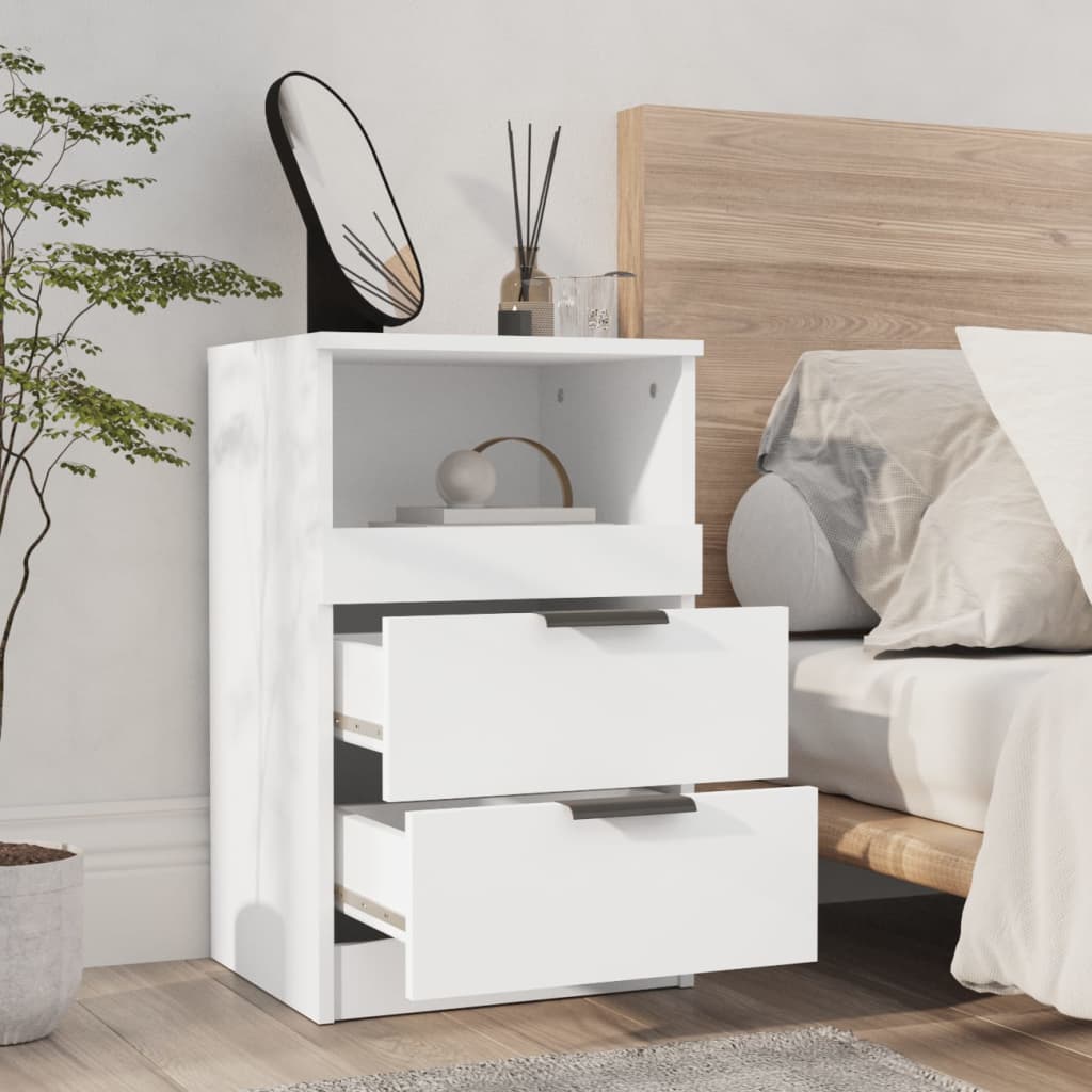 Nachtkastjes 2 St Bewerkt Hout Wit