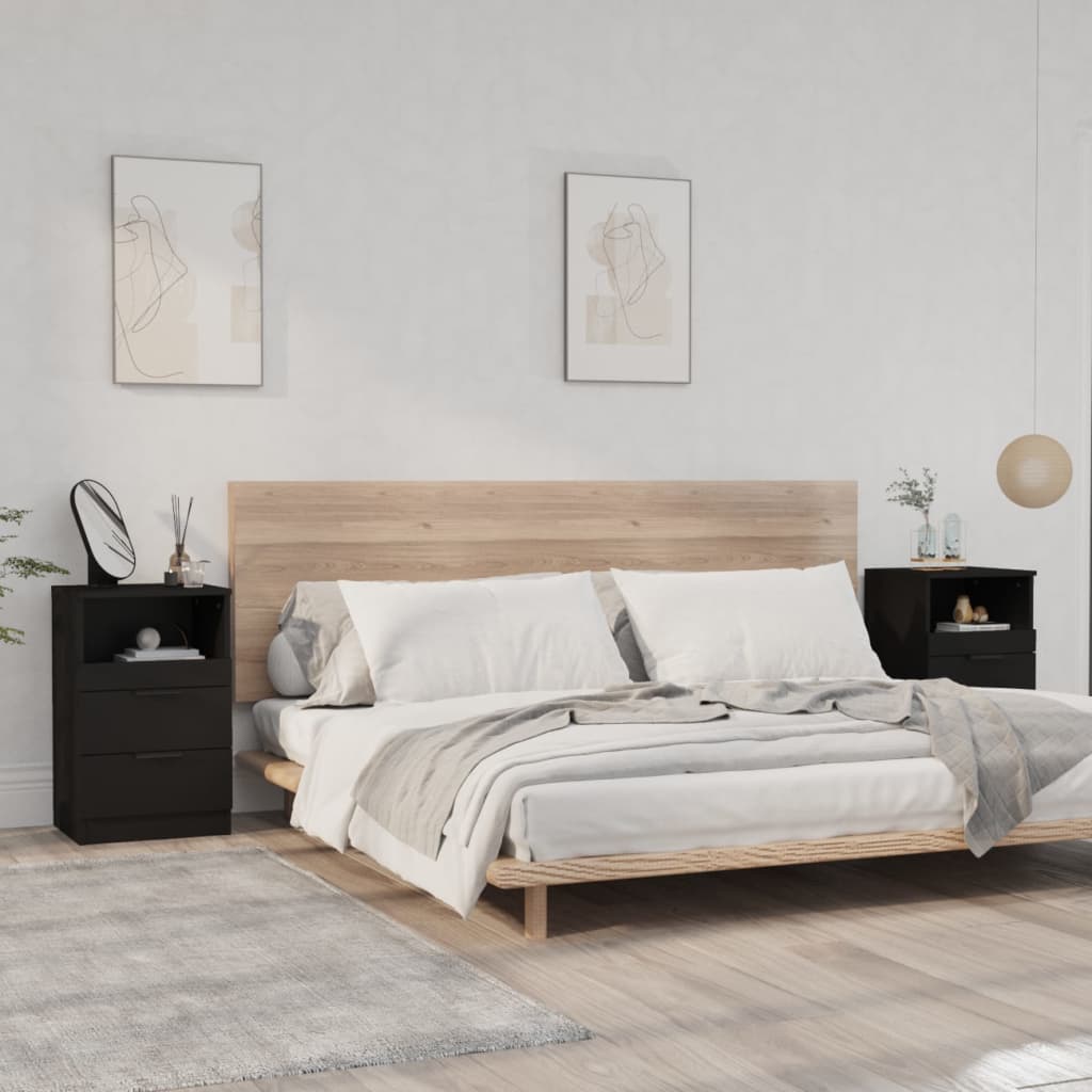Nachtkastjes 2 St Bewerkt Hout Zwart