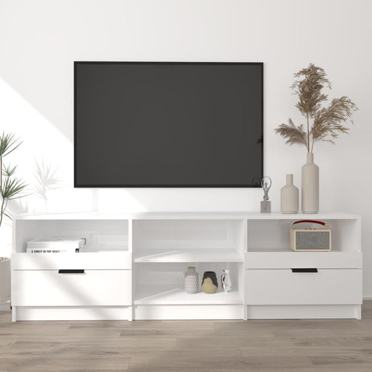Tv-Meubel 150X33,5X45 Cm Bewerkt Hout Hoogglans Wit