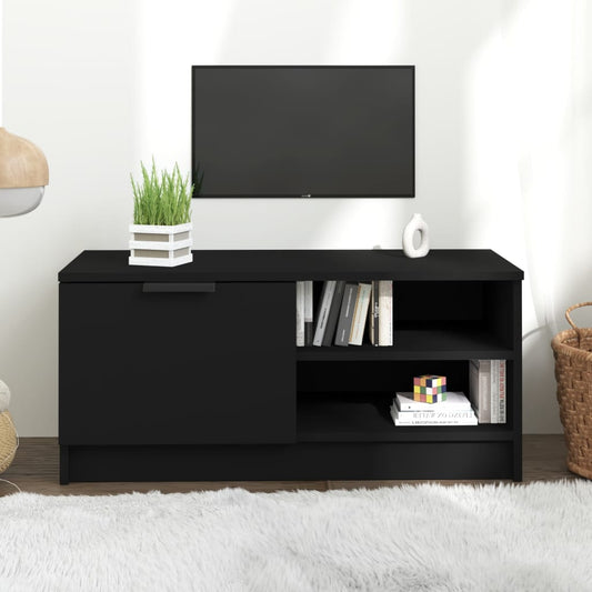 Tv-Meubel 80X35X36,5 Cm Bewerkt Hout Zwart
