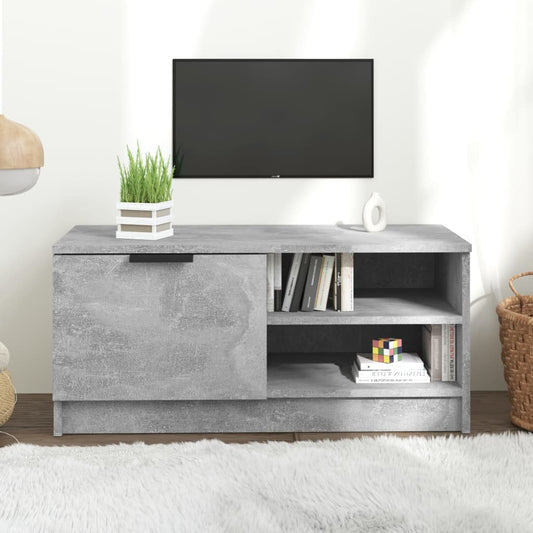 Tv-Meubel 80X35X36,5 Cm Bewerkt Hout Betongrijs