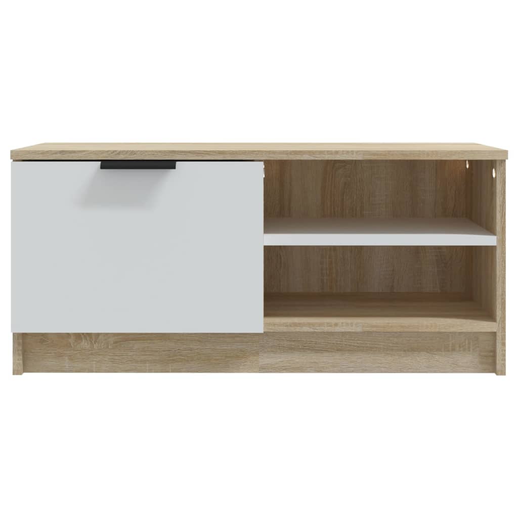 Tv-Meubelen 2 St 80X35X36,5 Cm Bewerkt Hout Wit En Sonoma Eiken