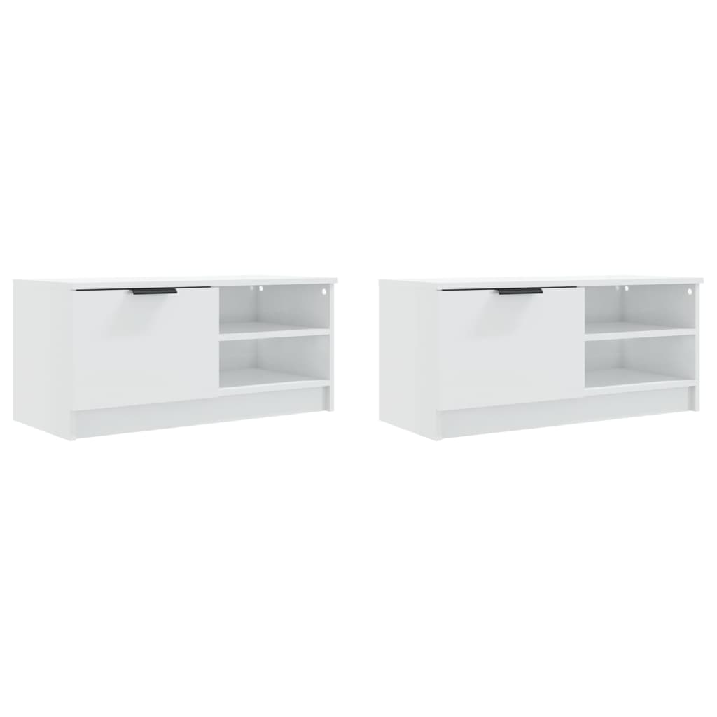 Tv-Meubelen 2 St 80X35X36,5 Cm Bewerkt Hout Hoogglans Wit