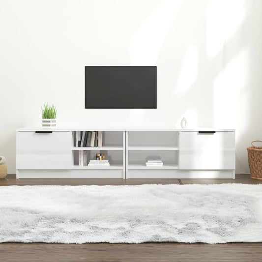 Tv-Meubelen 2 St 80X35X36,5 Cm Bewerkt Hout Hoogglans Wit