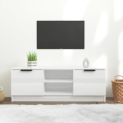 Tv-Meubel 102X35X36,5 Cm Bewerkt Hout Hoogglans Wit