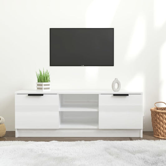 Tv-Meubel 102X35X36,5 Cm Bewerkt Hout Hoogglans Wit