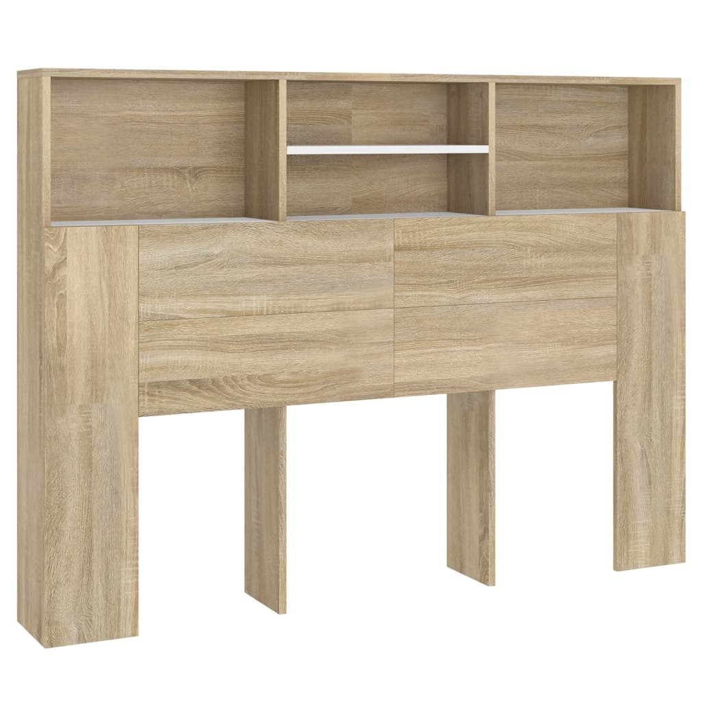 Hoofdbordkast 140X19X103,5 Cm Wit En Sonoma Eikenkleurig