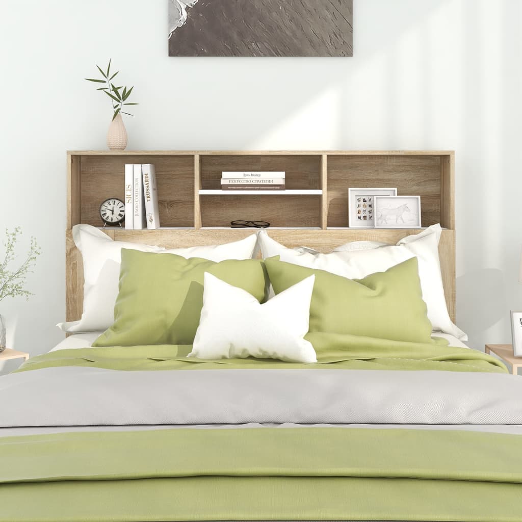 Hoofdbordkast 140X19X103,5 Cm Wit En Sonoma Eikenkleurig