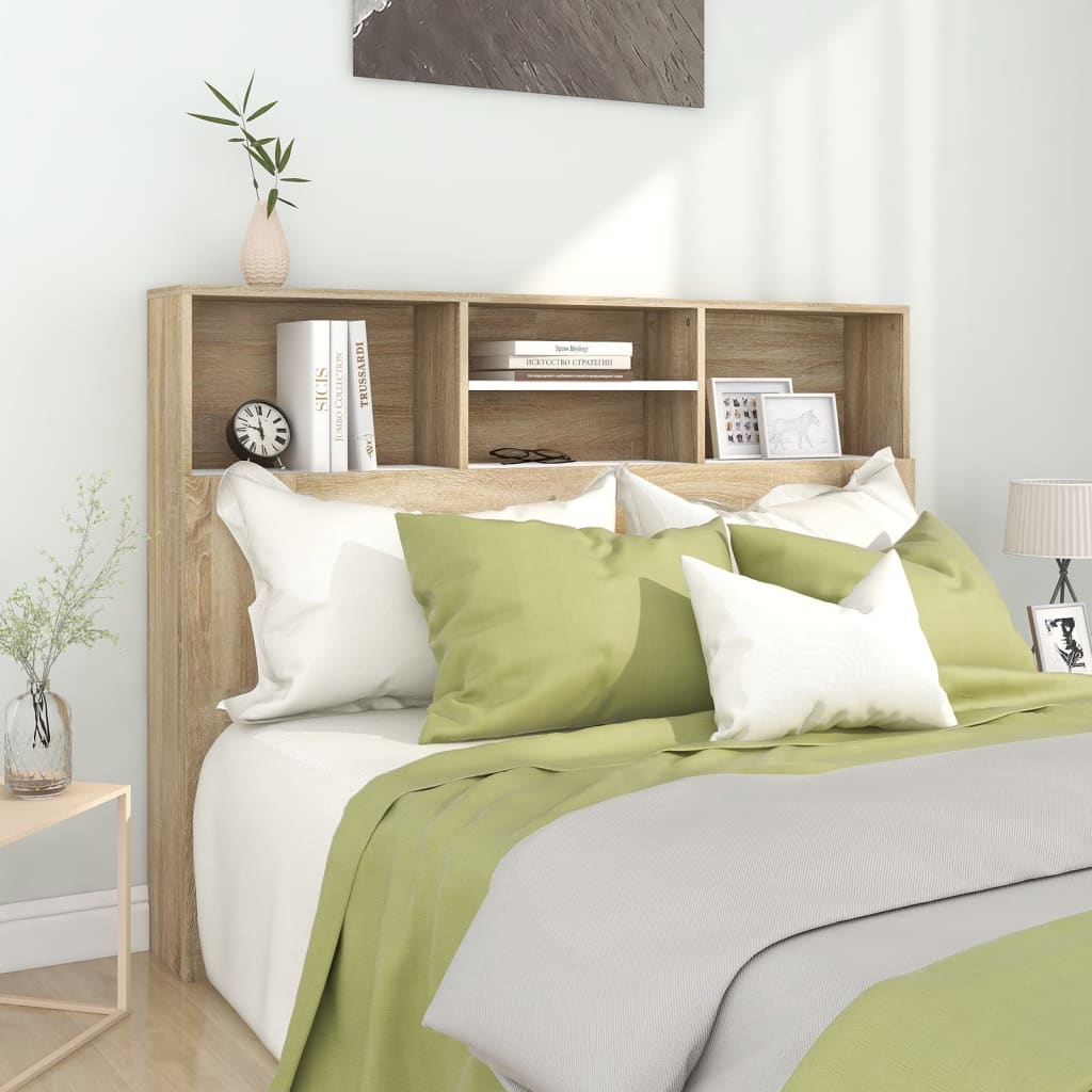 Hoofdbordkast 140X19X103,5 Cm Wit En Sonoma Eikenkleurig