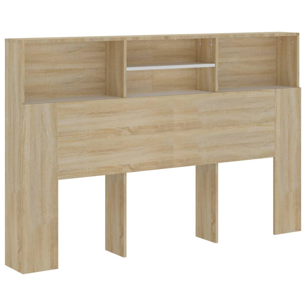 Hoofdbordkast 160X19X103,5 Cm Wit En Sonoma Eikenkleurig