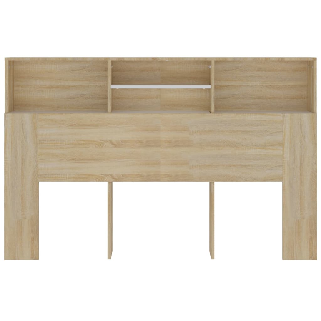 Hoofdbordkast 160X19X103,5 Cm Wit En Sonoma Eikenkleurig