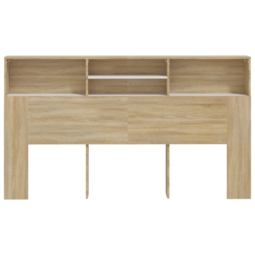 Hoofdbordkast 180X19X103,5 Cm Wit En Sonoma Eikenkleurig