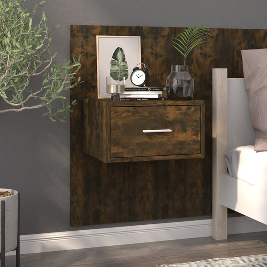Wandnachtkastje Bewerkt Hout Gerookt Eikenkleurig