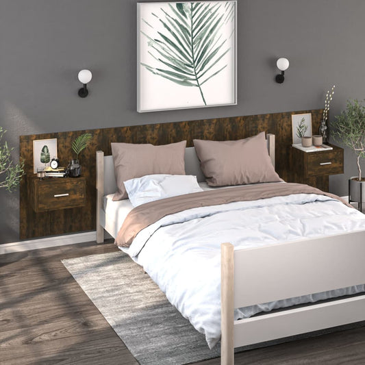 Wandnachtkastjes 2 St Bewerkt Hout Gerookt Eikenkleurig