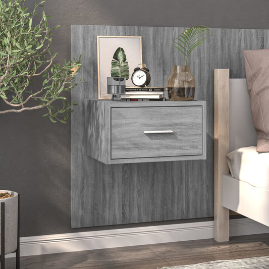 Wandnachtkastjes 2 St Bewerkt Hout Grijs Sonoma Eikenkleurig
