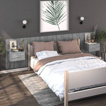 Wandnachtkastjes 2 St Bewerkt Hout Grijs Sonoma Eikenkleurig