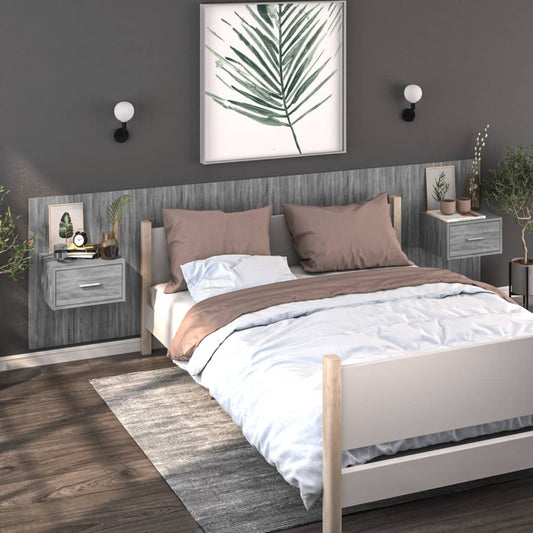Wandnachtkastjes 2 St Bewerkt Hout Grijs Sonoma Eikenkleurig
