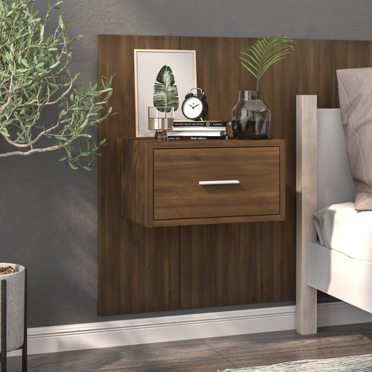 Wandnachtkastje Bewerkt Hout Bruineikenkleurig