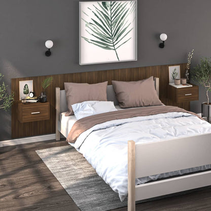 Wandnachtkastjes 2 St Bewerkt Hout Bruineikenkleurig