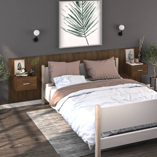 Wandnachtkastjes 2 St Bewerkt Hout Bruineikenkleurig