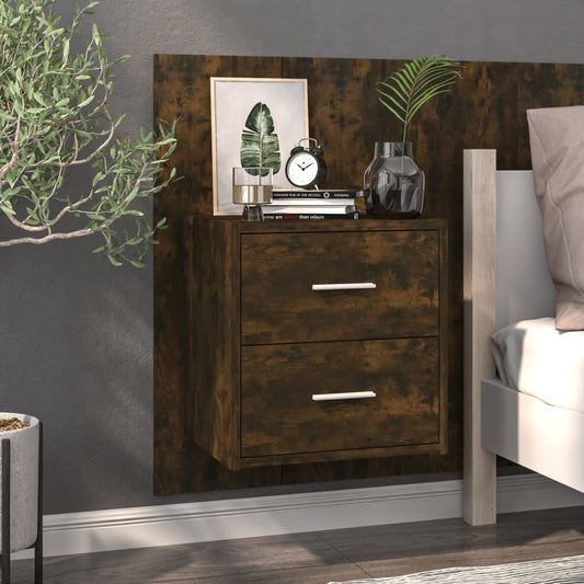 Wandnachtkastje Bewerkt Hout Gerookt Eikenkleurig