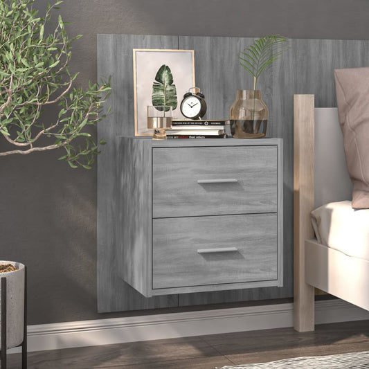 Wandnachtkastjes 2 St Bewerkt Hout Grijs Sonoma Eikenkleurig