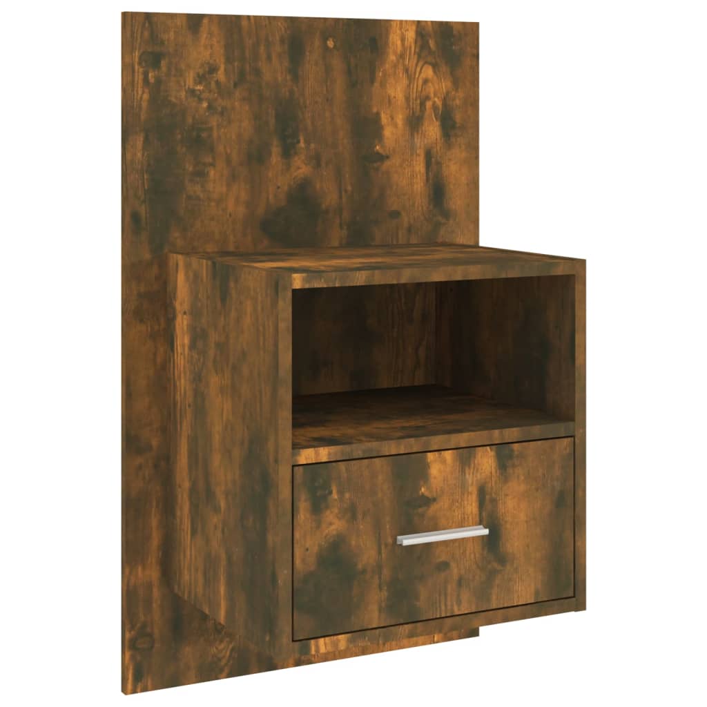 Wandnachtkastje Bewerkt Hout Gerookt Eikenkleurig