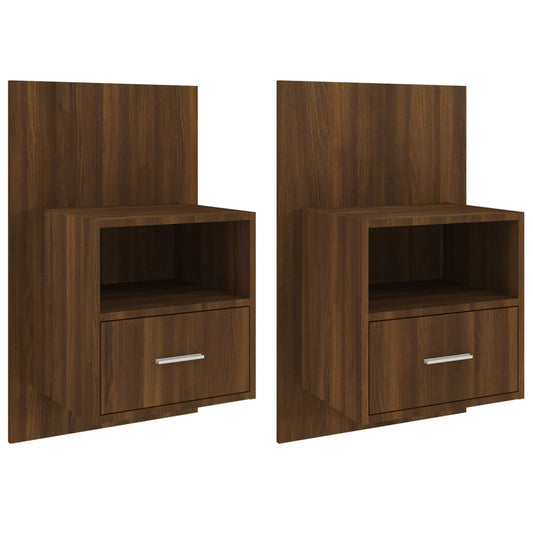 Wandnachtkastjes 2 St Bewerkt Hout Bruineikenkleurig