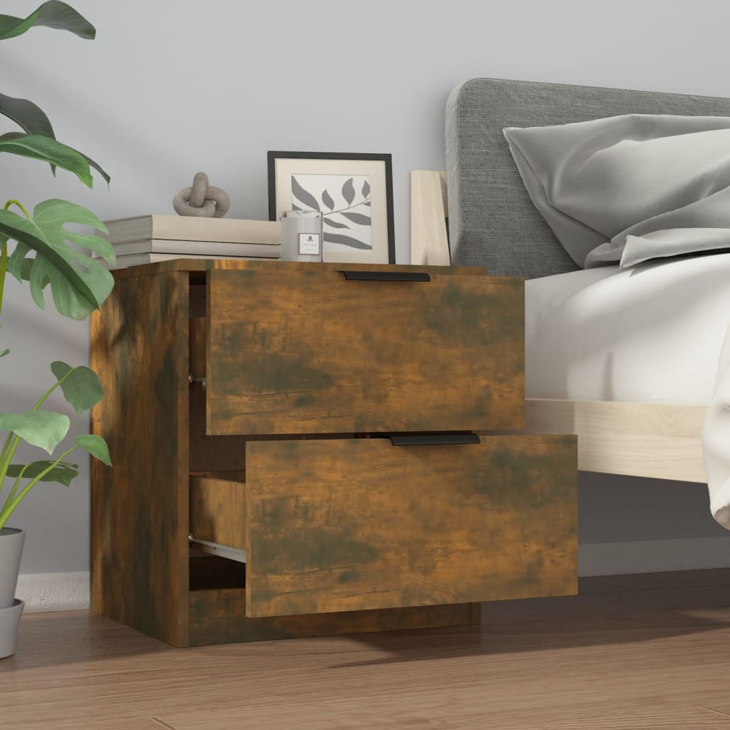 Nachtkastjes 2 St Bewerkt Hout Gerookt Eikenkleurig