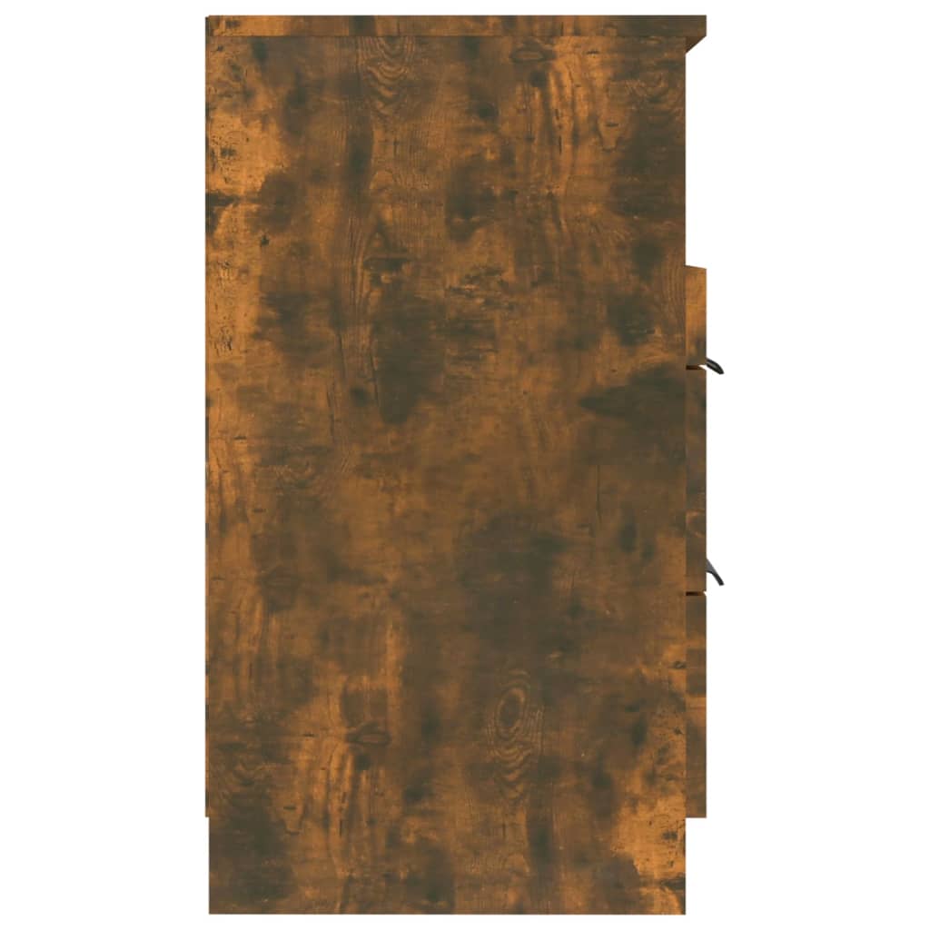 Nachtkastje Bewerkt Hout Gerookt Eikenkleurig