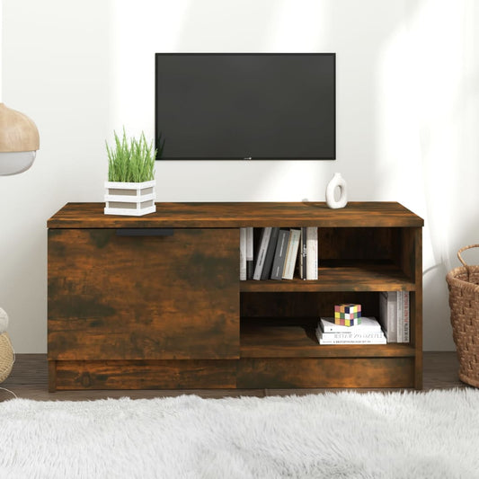 Tv-Meubel 80X35X36,5 Cm Bewerkt Hout Gerookt Eikenkleurig