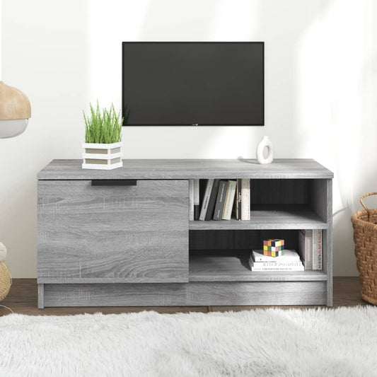 Tv-Meubel 80X35X36,5 Cm Bewerkt Hout Grijs Sonoma Eikenkleurig