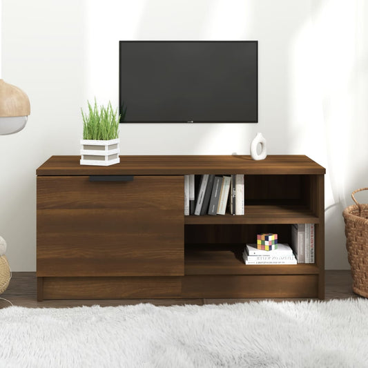 Tv-Meubel 80X35X36,5 Cm Bewerkt Hout Bruineikenkleurig